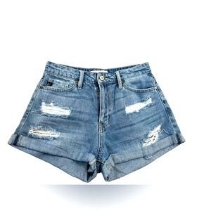 Kancan folded hem Mid-rise jean shorts size S